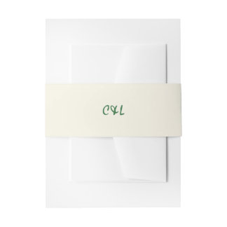 Retro Handwritten Whimsical Green  Invitation Belly Band