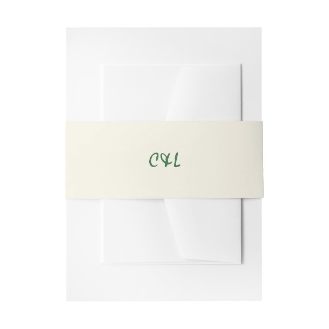 Retro Handwritten Whimsical Green  Invitation Belly Band (Front Example)