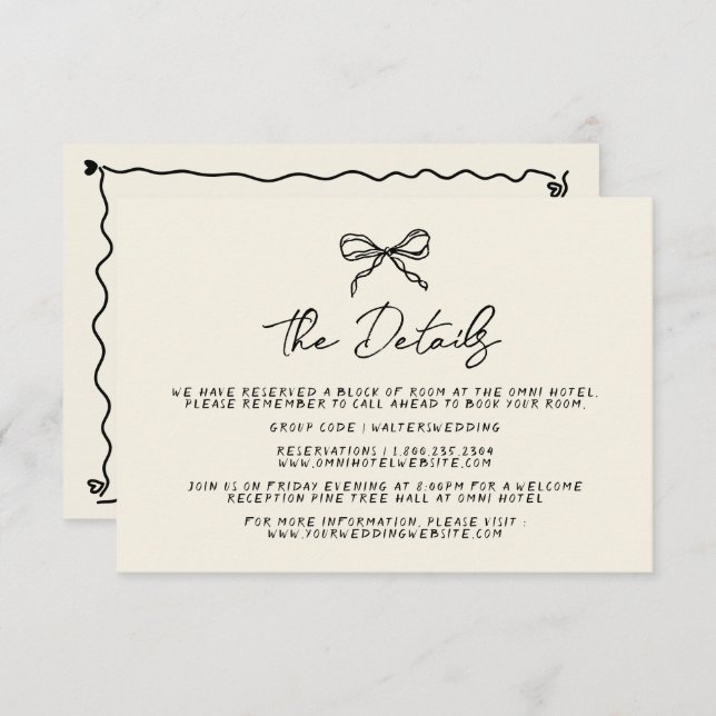 Retro Handwritten Whimsical Hand Written Wedding RSVP Card (Front/Back)