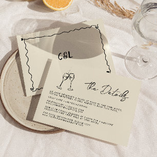 Retro Handwritten Whimsical Hand Written Wedding RSVP Card