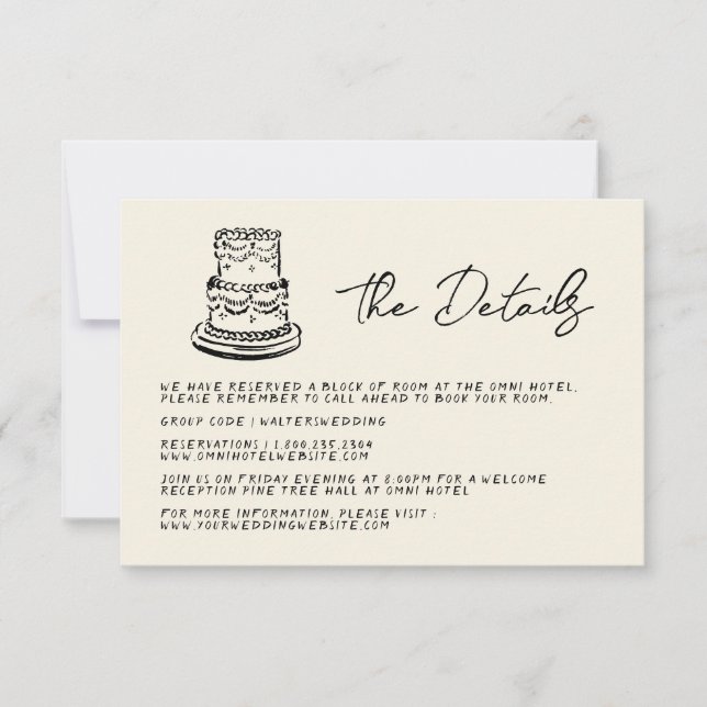 Retro Handwritten Whimsical Hand Written Wedding RSVP Card (Front)