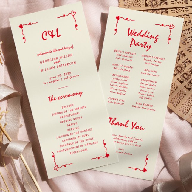 Retro Handwritten Whimsical Red Flat Program Programme (Creator Uploaded)