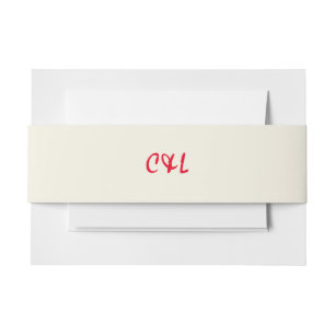 Retro Handwritten Whimsical Red Invitation Belly Band