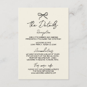 Retro Handwritten Whimsical Wedding Detail  Enclosure Card