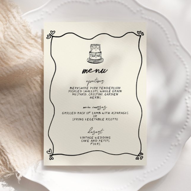 Retro Handwritten Whimsical Wedding Menu Invitation (Creator Uploaded)