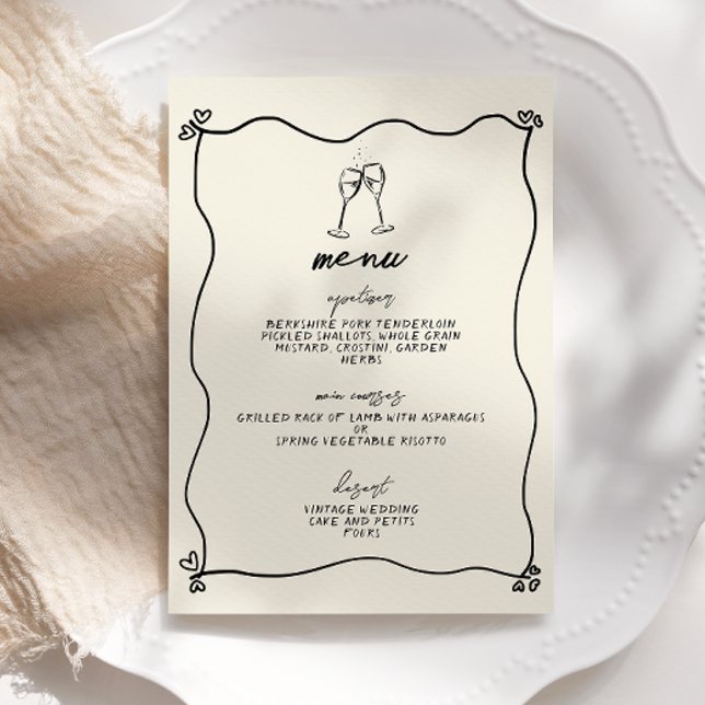 Retro Handwritten Whimsical Wedding Menu Invitation (Creator Uploaded)