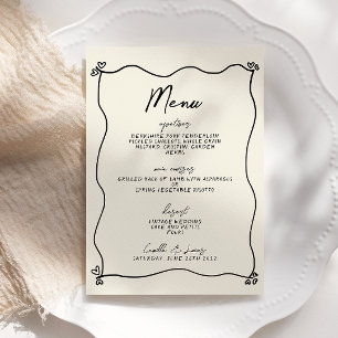 Retro Handwritten Whimsical Wedding Menu Invitation