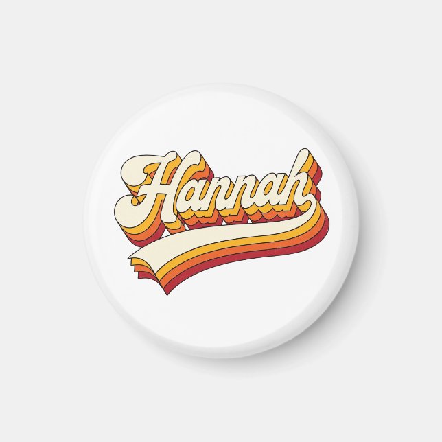 Retro Hannah Name 70s Vintage Design Magnet (Front)
