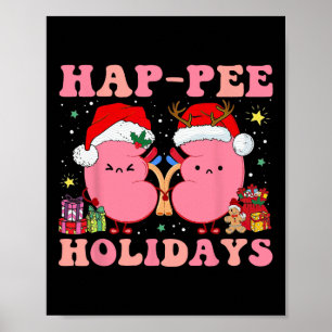 Retro Hap Pee Holidays Christmas Dialysis Nurse Ki Poster