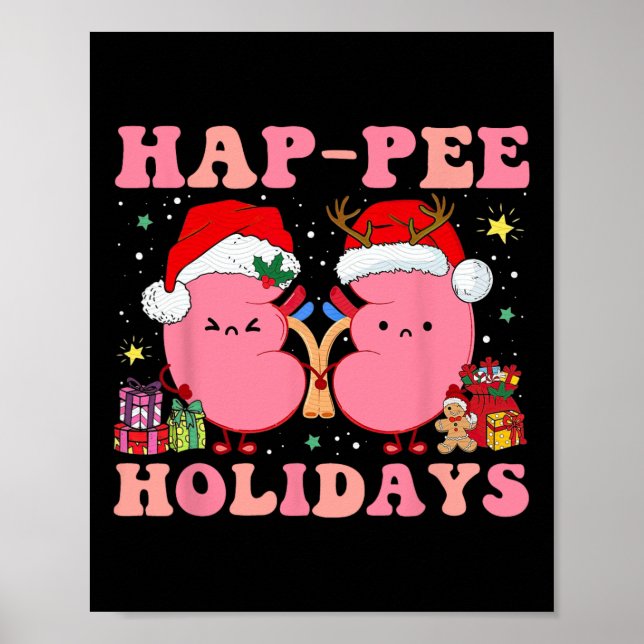 Retro Hap Pee Holidays Christmas Dialysis Nurse Ki Poster (Front)