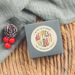 Retro Happiest Holidays Family Name Christmas Classic Round Sticker<br><div class="desc">Add a fun, retro feel to your holiday mail and gifts this season! This circular sticker features "Happiest Holidays" in groovy typography in the centre, surrounded by your family name along the outside. This sticker can be used for sealing envelopes, for an extra touch while gift wrapping, and more. The...</div>