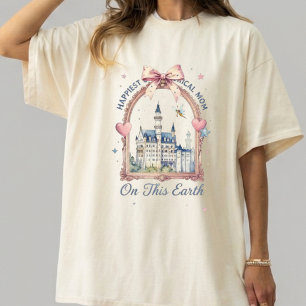 Retro Happiest Mum on Earth Shirt, Coquette Bow Di Tri-Blend Shirt