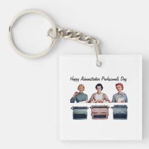 Retro Happy Administrative Professionals Day Key Ring