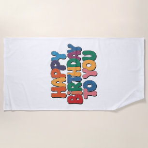 Retro Happy Birthday Beach Towel