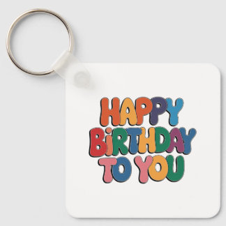 Retro Happy Birthday Key Ring