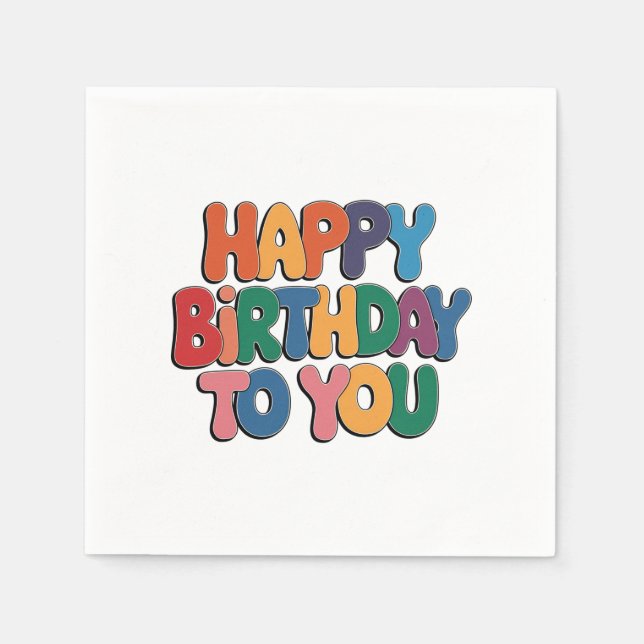 Retro Happy Birthday Napkin (Front)