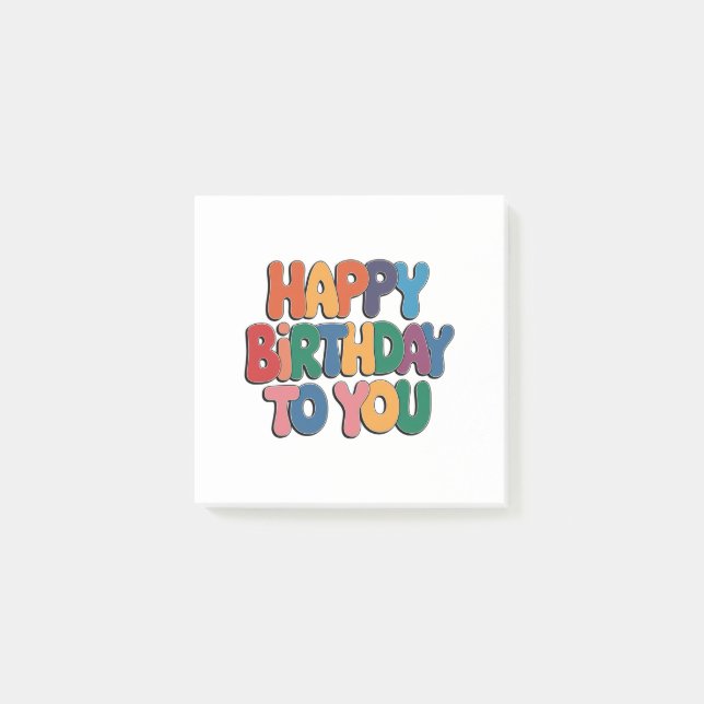Retro Happy Birthday Post-it Notes (Front)