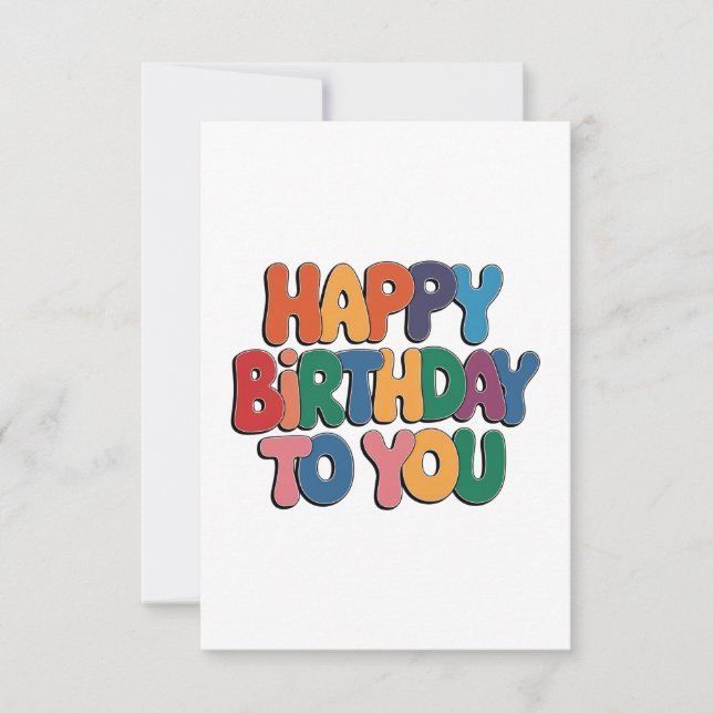 Retro Happy Birthday RSVP Card (Front)