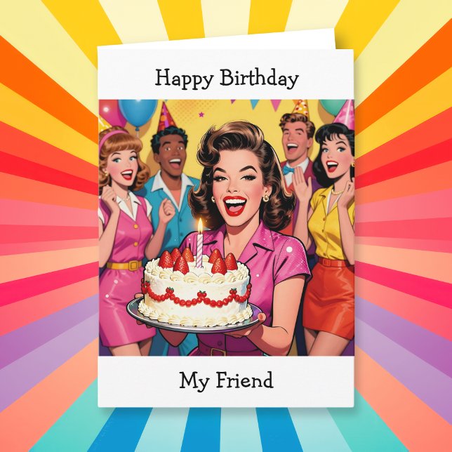 Retro Happy Birthday Surprise Party Card (Creator Uploaded)