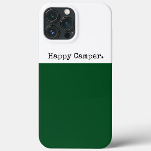 Retro HAPPY CAMPER Deep Green White Colour Block iPhone 13 Pro Max Case
