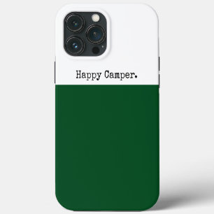 Retro HAPPY CAMPER Deep Green White Colour Block iPhone 13 Pro Max Case