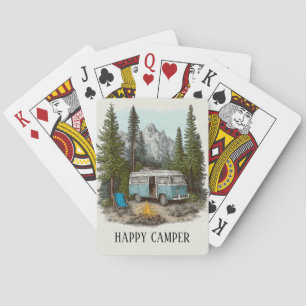 Retro Happy Camper Playing Cards