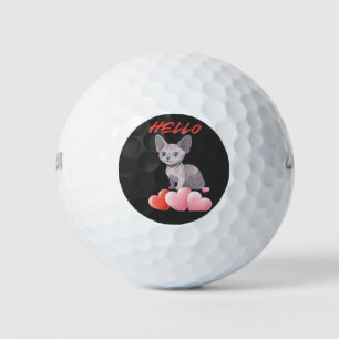 Retro Happy Cat Quote – Routine & Love Golf Balls