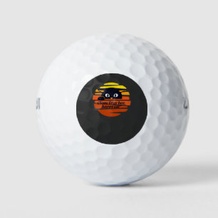 Retro Happy Cat Quote – Routine & Love Golf Balls