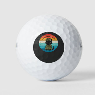 Retro Happy Cat Quote – Routine & Love Golf Balls