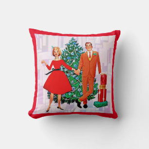 RETRO HAPPY CHRISTMAS COUPLE PILLOW