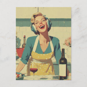 Retro Happy Cooking Vibes Postcard