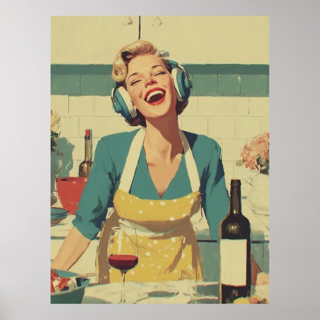 Retro Happy Cooking Vibes Poster (Front)