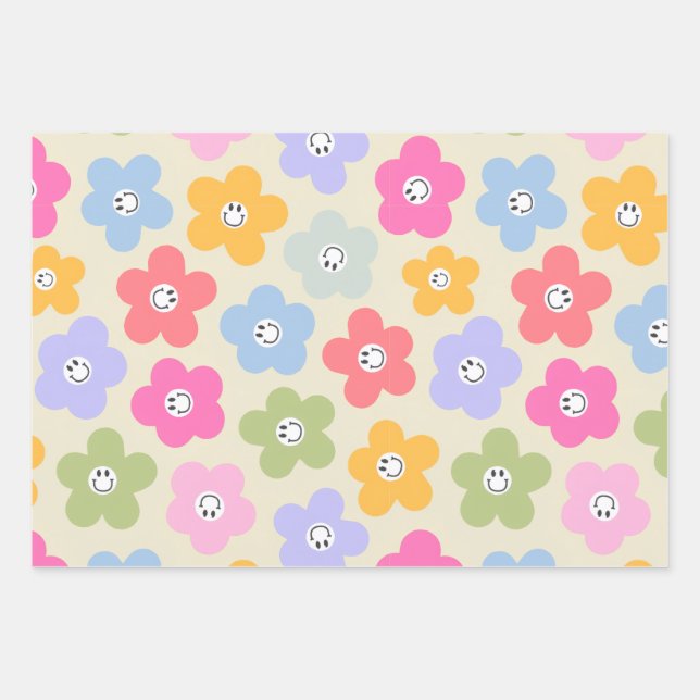 Retro Happy Daisy Gift Wrap (Front 2)