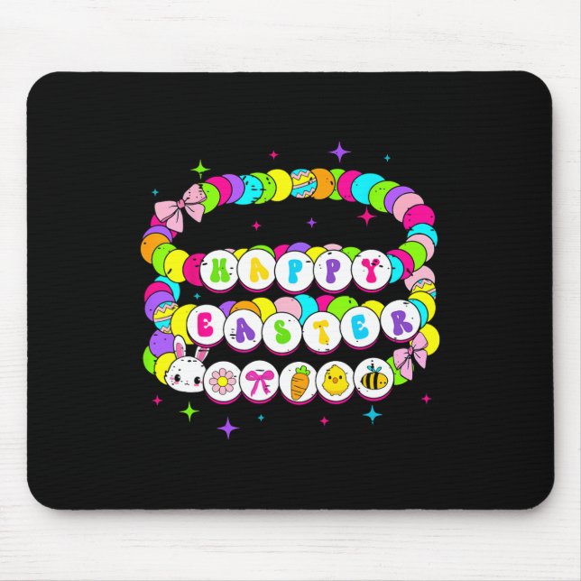 Retro Happy Easter Bracelet Bunny Spring Funny Eas Mouse Pad (Front)