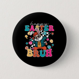 Retro Happy Easter Bruh Cute Bunny Dabbing Toddler 6 Cm Round Badge