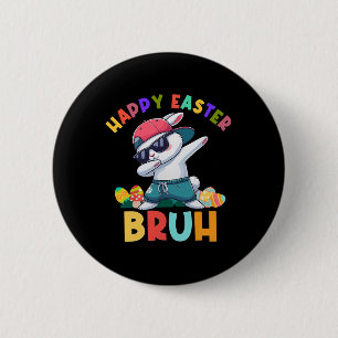 Retro Happy Easter Bruh Dabbing Bunny Kids Boys 6 Cm Round Badge