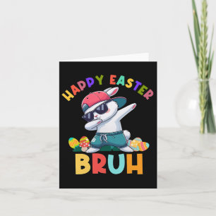 Retro Happy Easter Bruh Dabbing Bunny Kids Boys Card