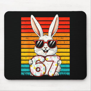 Retro Happy Easter Bunny 67 Six Seven Meme Boy Gir Mouse Pad