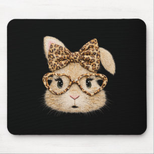 Retro Happy Easter Bunny Coquette Leopard Rabbit  Mouse Pad