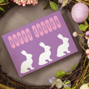 Retro Happy Easter Bunny Silhouette Card