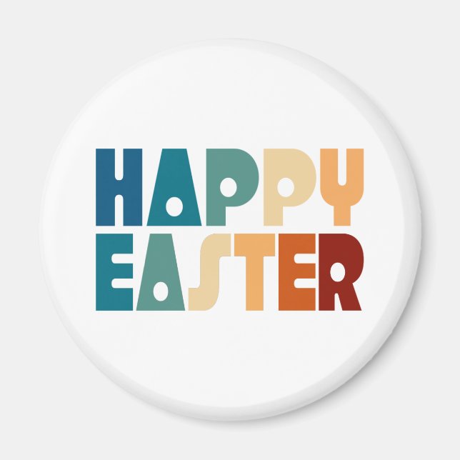 Retro Happy Easter Typography | Magnet (Front)