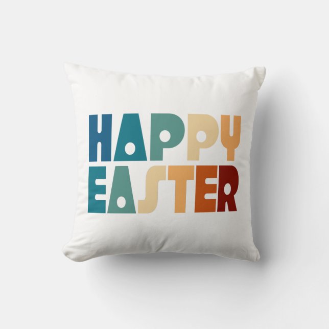 Retro Happy Easter Typography | Throw Pillow (Front)