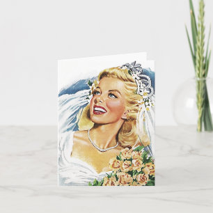 Retro Happy Elated Bride Blank Cards Thank You or.