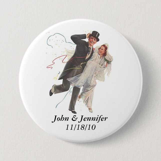 Retro Happy Elated Wedding Couple Gifts 7.5 Cm Round Badge (Front)