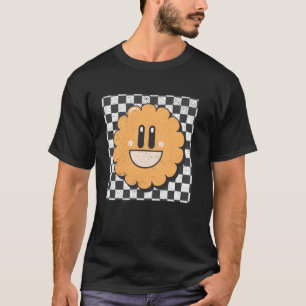 Retro Happy Face Chequered Pattern Smile Face T-Shirt