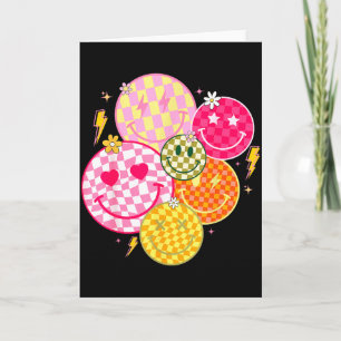 Retro Happy Face Shirt Checkered Pattern Smile Fac Card