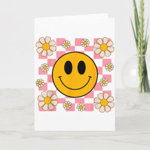 Retro Happy Face Shirt Checkered Pattern Smile Fac Card