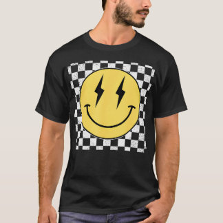 Retro Happy Face Shirt Chequered Pattern Smile Fac