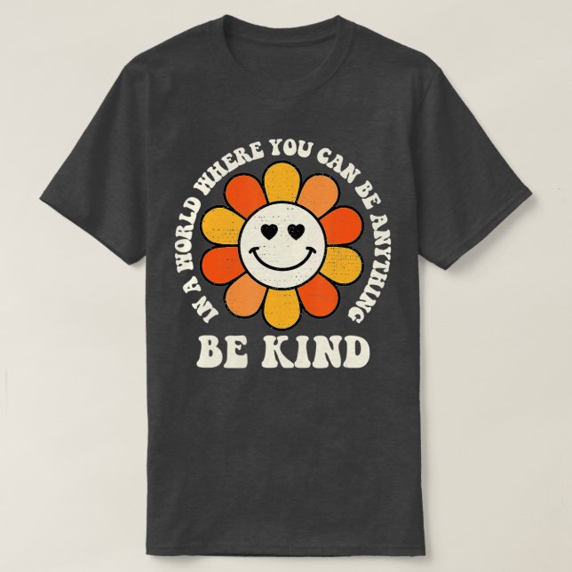 Retro Happy Face Unity Day  Orange Be Kind No Bull T-Shirt (Design Front)