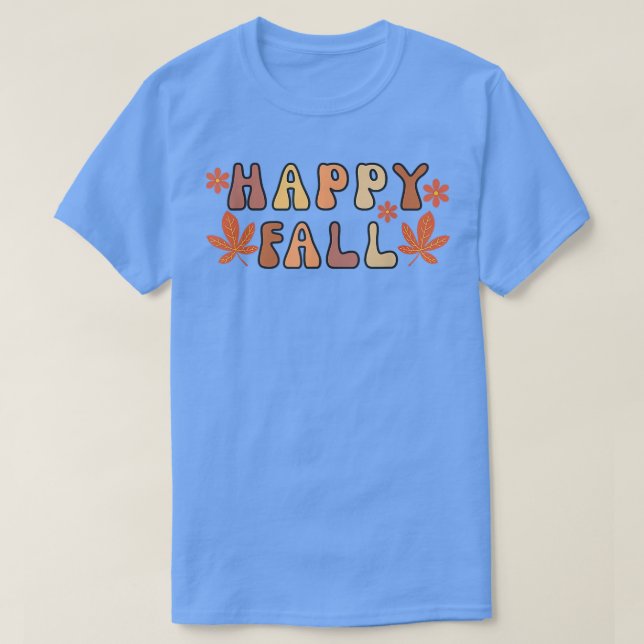 Retro Happy Fall Autumn Thanksgiving  T-Shirt (Design Front)